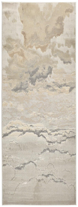 HomeRoots 4' Brown and Ivory Abstract Area Rug - Modern Comfort for Living Rooms, Bedrooms, and Entryways 8' Runner 512934