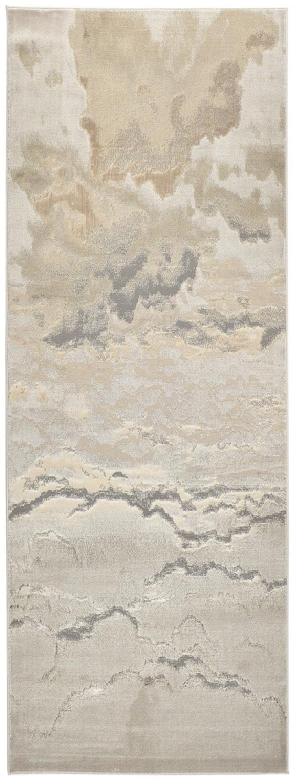 HomeRoots 4' Brown and Ivory Abstract Area Rug - Modern Comfort for Living Rooms, Bedrooms, and Entryways 8' Runner 512934