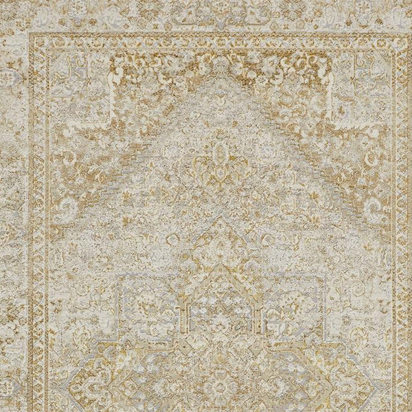 Homeroots 4' X 6' Gold And Ivory Floral Non Skid Area Rug  Polyester 512938