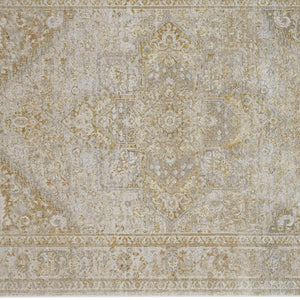 Homeroots 4' X 6' Gold And Ivory Floral Non Skid Area Rug  Polyester 512938