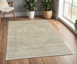 Homeroots 4' X 6' Gold And Ivory Floral Non Skid Area Rug  Polyester 512938