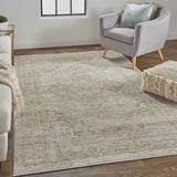 Homeroots 4' X 6' Gold And Ivory Floral Non Skid Area Rug  Polyester 512938