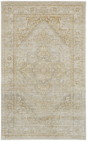 Homeroots 5' X 8' Ivory And Gold Floral Stain Resistant Area Rug  Polyester 512939