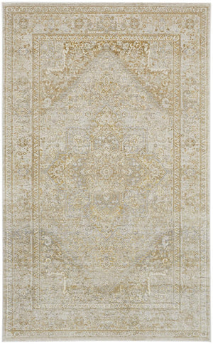 Homeroots 7' X 10' Gold And Ivory Floral Non Skid Area Rug  Polyester 512940