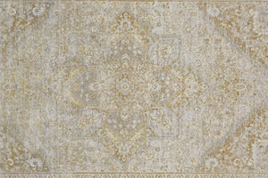 HomeRoots 4' Gold and Ivory Floral Medallion Area Rug - Timeless Elegance for Any Room with Durable Quality 7' X 10' 512940