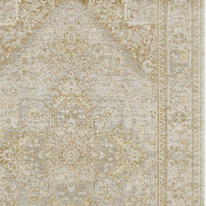 Homeroots 7' X 10' Gold And Ivory Floral Non Skid Area Rug  Polyester 512940