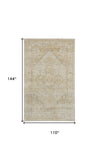 Homeroots 9' X 12' Ivory And Gold Floral Area Rug  Polyester 512941