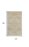 Homeroots 10' X 13' Ivory And Gold Floral Stain Resistant Area Rug  Polyester 512943