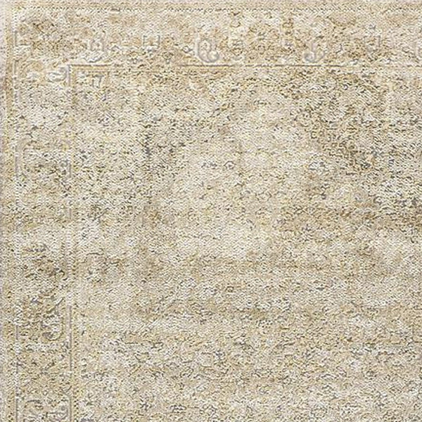 Homeroots 8' Gold And Ivory Medallion Power Loom Runner Rug  Polypropylene,Polyester 512944