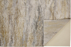 HomeRoots 4' Modern Abstract Area Rug in Gold, Gray & Ivory – Durable, Stylish, Perfect for Any Room 8' X 10' 512947