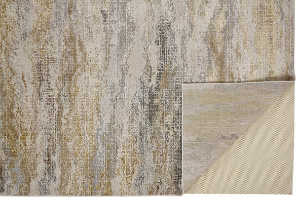 HomeRoots 4' Modern Abstract Area Rug in Gold, Gray & Ivory – Durable, Stylish, Perfect for Any Room 8' X 10' 512947