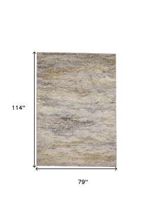 HomeRoots 4' Modern Abstract Area Rug in Gold, Gray & Ivory – Durable, Stylish, Perfect for Any Room 7' X 10' 512948