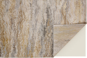 HomeRoots 4' Modern Abstract Area Rug in Gold, Gray & Ivory – Durable, Stylish, Perfect for Any Room 9' X 12' 512949