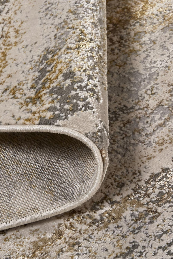 HomeRoots 4' Modern Abstract Area Rug in Gold, Gray & Ivory – Durable, Stylish, Perfect for Any Room 10' X 13' 512951