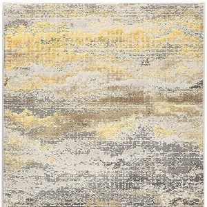 HomeRoots 4' Modern Abstract Area Rug in Gold, Gray & Ivory – Durable, Stylish, Perfect for Any Room 8' Runner 512952