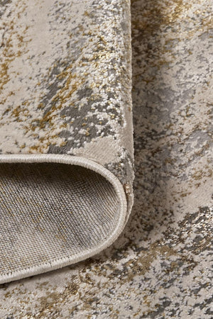 HomeRoots 4' Modern Abstract Area Rug in Gold, Gray & Ivory – Durable, Stylish, Perfect for Any Room 12' X 18' 512954