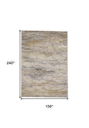 HomeRoots 4' Modern Abstract Area Rug in Gold, Gray & Ivory – Durable, Stylish, Perfect for Any Room 13' X 20' 512955