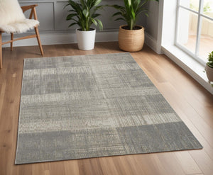 HomeRoots 4' Gray and Ivory Abstract Area Rug - Non-Skid Backing for Stability in Modern Living Spaces 4' X 6' 512956