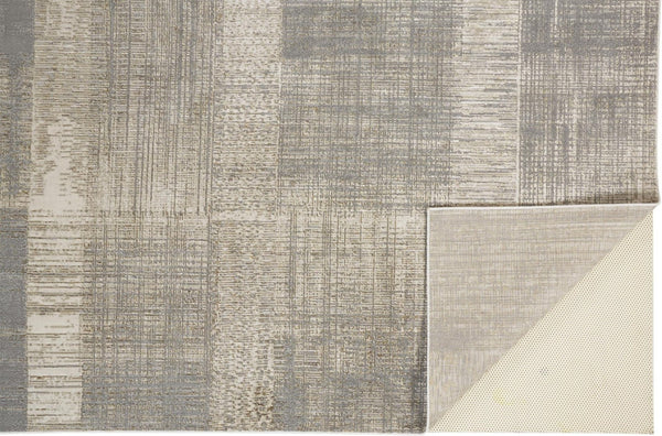 HomeRoots 4' Gray and Ivory Abstract Area Rug - Non-Skid Backing for Stability in Modern Living Spaces 5' X 8' 512957