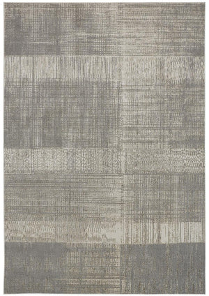 HomeRoots 4' Gray and Ivory Abstract Area Rug - Non-Skid Backing for Stability in Modern Living Spaces 8' X 10' 512958