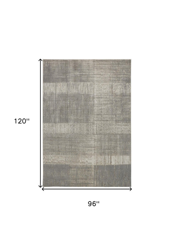 HomeRoots 4' Gray and Ivory Abstract Area Rug - Non-Skid Backing for Stability in Modern Living Spaces 8' X 10' 512958