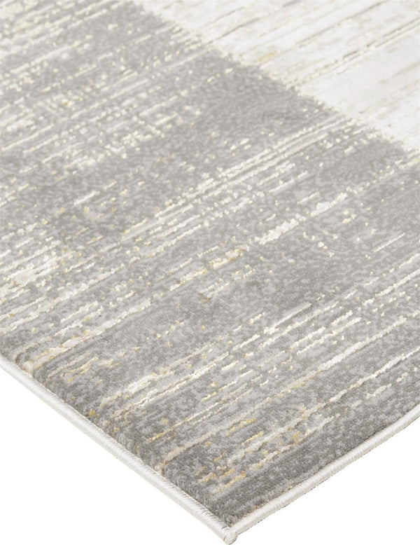 HomeRoots 4' Gray and Ivory Abstract Area Rug - Non-Skid Backing for Stability in Modern Living Spaces 9' X 12' 512960