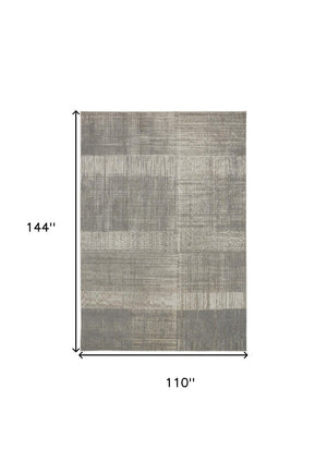 HomeRoots 4' Gray and Ivory Abstract Area Rug - Non-Skid Backing for Stability in Modern Living Spaces 9' X 12' 512960
