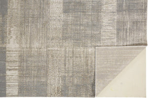 HomeRoots 4' Gray and Ivory Abstract Area Rug - Non-Skid Backing for Stability in Modern Living Spaces 10' X 13' 512962