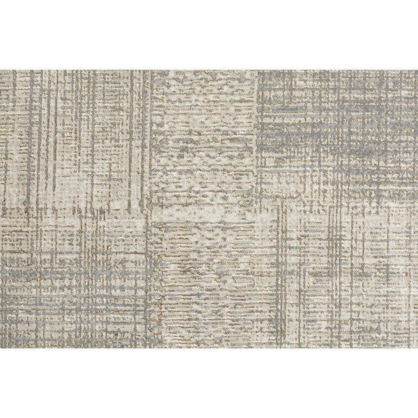 HomeRoots 4' Gray and Ivory Abstract Area Rug - Non-Skid Backing for Stability in Modern Living Spaces 8' Runner 512963