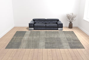 HomeRoots 4' Gray and Ivory Abstract Area Rug - Non-Skid Backing for Stability in Modern Living Spaces 12' X 18' 512965