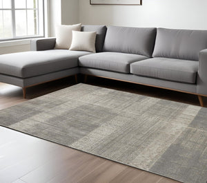 HomeRoots 4' Gray and Ivory Abstract Area Rug - Non-Skid Backing for Stability in Modern Living Spaces 13' X 20' 512966