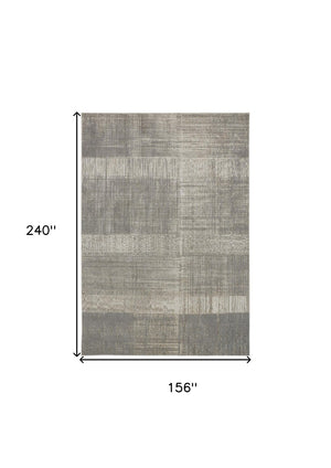HomeRoots 4' Gray and Ivory Abstract Area Rug - Non-Skid Backing for Stability in Modern Living Spaces 13' X 20' 512966