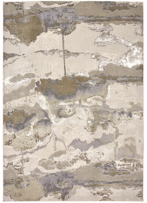 HomeRoots 4' Modern Abstract Area Rug in Soft Ivory, Brown, and Gray – Durable, Stylish, Low-Pile Design 10' X 13' 512972