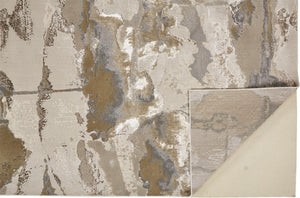HomeRoots 4' Modern Abstract Area Rug in Soft Ivory, Brown, and Gray – Durable, Stylish, Low-Pile Design 10' X 13' 512972