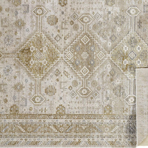 HomeRoots 4' Elegant Gold and Ivory Floral Area Rug - Non-Skid, Soft, Low-Profile Design for Any Room 4' X 6' 512977