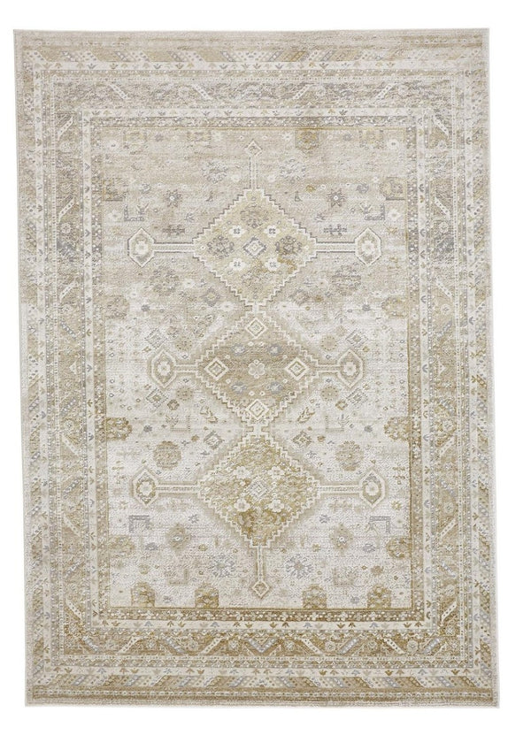 HomeRoots 4' Elegant Gold and Ivory Floral Area Rug - Non-Skid, Soft, Low-Profile Design for Any Room 4' X 6' 512977