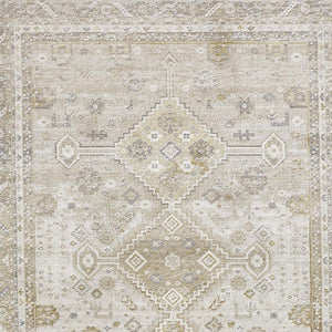 HomeRoots 4' Elegant Gold and Ivory Floral Area Rug - Non-Skid, Soft, Low-Profile Design for Any Room 4' X 6' 512977