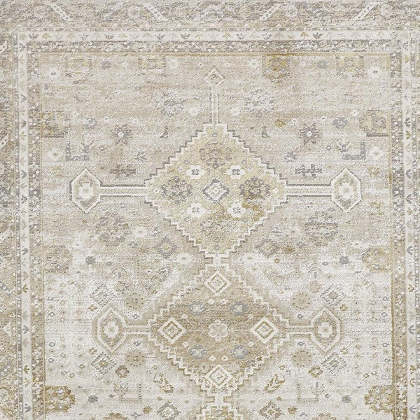 HomeRoots 4' Elegant Gold and Ivory Floral Area Rug - Non-Skid, Soft, Low-Profile Design for Any Room 4' X 6' 512977