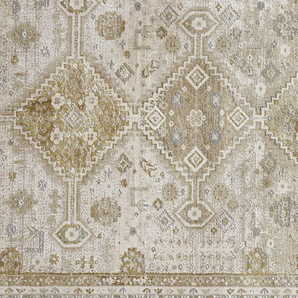 HomeRoots 4' Elegant Gold and Ivory Floral Area Rug - Non-Skid, Soft, Low-Profile Design for Any Room 5' X 8' 512978