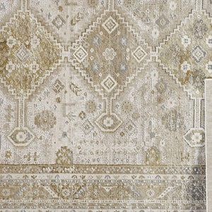 HomeRoots 4' Elegant Gold and Ivory Floral Area Rug - Non-Skid, Soft, Low-Profile Design for Any Room 8' X 10' 512979