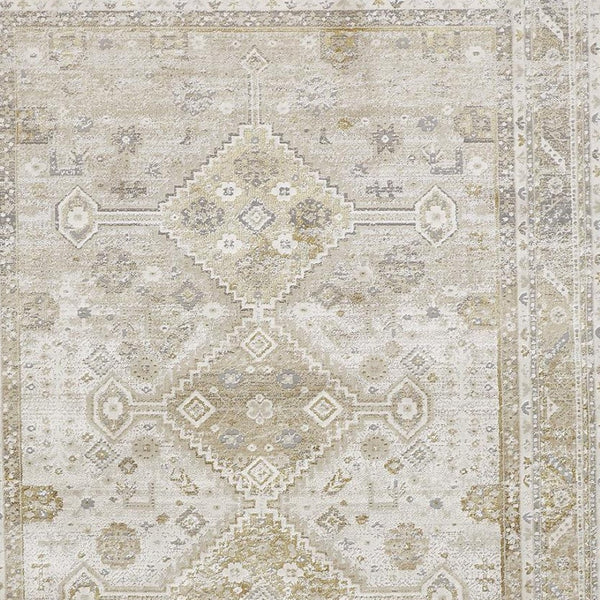 HomeRoots 4' Elegant Gold and Ivory Floral Area Rug - Non-Skid, Soft, Low-Profile Design for Any Room 7' X 10' 512980
