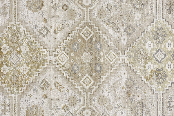 HomeRoots 4' Elegant Gold and Ivory Floral Area Rug - Non-Skid, Soft, Low-Profile Design for Any Room 7' X 10' 512980