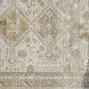HomeRoots 4' Elegant Gold and Ivory Floral Area Rug - Non-Skid, Soft, Low-Profile Design for Any Room 9' X 12' 512981