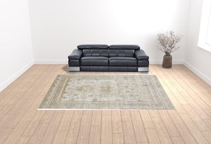 HomeRoots 4' Elegant Gold and Ivory Floral Area Rug - Non-Skid, Soft, Low-Profile Design for Any Room 10' X 13' 512983