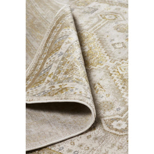 HomeRoots 4' Elegant Gold and Ivory Floral Area Rug - Non-Skid, Soft, Low-Profile Design for Any Room 8' Runner 512984