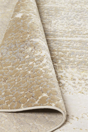 HomeRoots 4' Contemporary Gold Gray Ivory Abstract Area Rug for Modern Living Spaces - Durable & Stylish Design 4' X 6' 512985