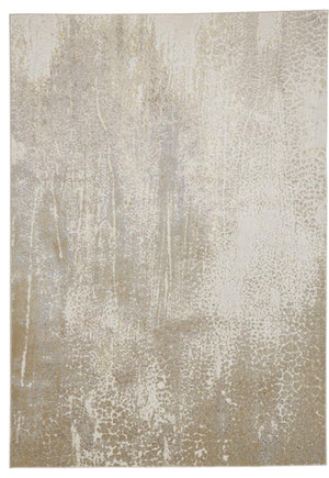 HomeRoots 4' Contemporary Gold Gray Ivory Abstract Area Rug for Modern Living Spaces - Durable & Stylish Design 5' X 8' 512986