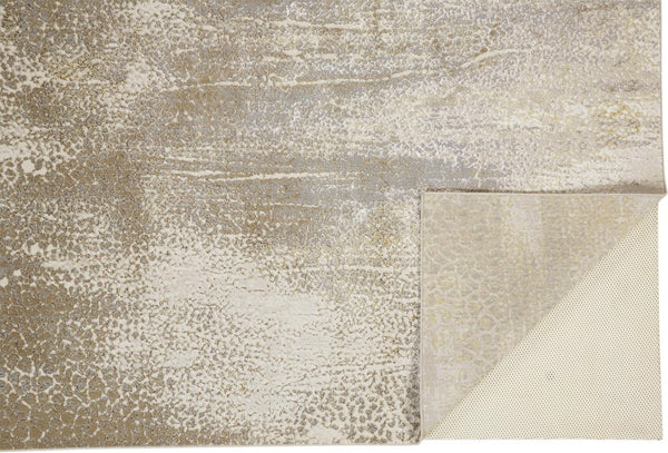 HomeRoots 4' Contemporary Gold Gray Ivory Abstract Area Rug for Modern Living Spaces - Durable & Stylish Design 7' X 10' 512987