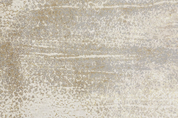 HomeRoots 4' Contemporary Gold Gray Ivory Abstract Area Rug for Modern Living Spaces - Durable & Stylish Design 7' X 10' 512987