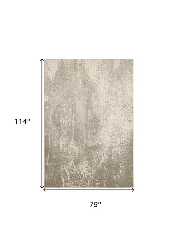 HomeRoots 4' Contemporary Gold Gray Ivory Abstract Area Rug for Modern Living Spaces - Durable & Stylish Design 7' X 10' 512987